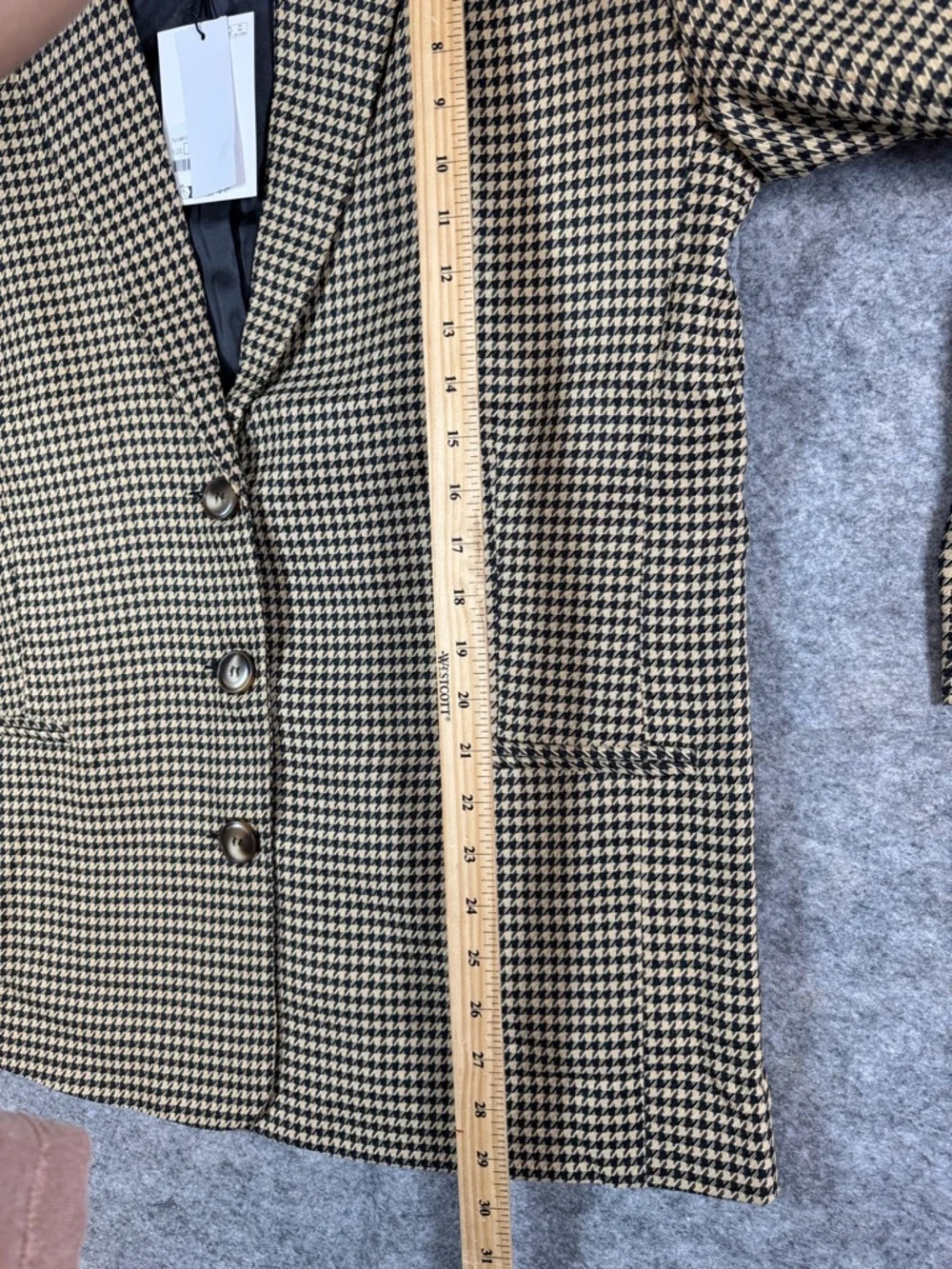ICHI Houndstooth Blazer Jacket Size 40 Tailored Preppy Academia Oversized Fit - Picture 9 of 15